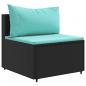 Preview: 5-tlg. Garten-Lounge-Set mit Kissen Schwarz Poly Rattan