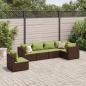 Preview: ARDEBO.de - 6-tlg. Garten-Lounge-Set mit Kissen Braun Poly Rattan