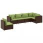 Preview: 6-tlg. Garten-Lounge-Set mit Kissen Braun Poly Rattan