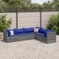 Preview: ARDEBO.de - 6-tlg. Garten-Lounge-Set mit Kissen Grau Poly Rattan