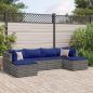 Preview: ARDEBO.de - 6-tlg. Garten-Lounge-Set mit Kissen Grau Poly Rattan