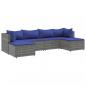 Preview: 6-tlg. Garten-Lounge-Set mit Kissen Grau Poly Rattan