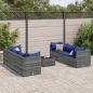 Preview: ARDEBO.de - 7-tlg. Garten-Lounge-Set mit Kissen Grau Poly Rattan