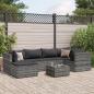 Preview: ARDEBO.de - 7-tlg. Garten-Lounge-Set mit Kissen Grau Poly Rattan