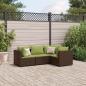 Preview: ARDEBO.de - 4-tlg. Garten-Lounge-Set mit Kissen Braun Poly Rattan