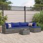 Preview: ARDEBO.de - 6-tlg. Garten-Lounge-Set mit Kissen Grau Poly Rattan