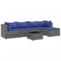 Preview: 6-tlg. Garten-Lounge-Set mit Kissen Grau Poly Rattan