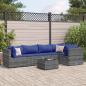 Preview: ARDEBO.de - 6-tlg. Garten-Lounge-Set mit Kissen Grau Poly Rattan