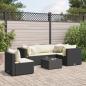 Preview: ARDEBO.de - 6-tlg. Garten-Lounge-Set mit Kissen Schwarz Poly Rattan