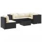 Preview: 6-tlg. Garten-Lounge-Set mit Kissen Schwarz Poly Rattan