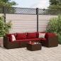 Preview: ARDEBO.de - 6-tlg. Garten-Lounge-Set mit Kissen Braun Poly Rattan