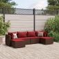 Preview: ARDEBO.de - 6-tlg. Garten-Lounge-Set mit Kissen Braun Poly Rattan