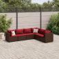 Preview: ARDEBO.de - 6-tlg. Garten-Lounge-Set mit Kissen Braun Poly Rattan