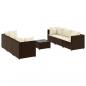 Preview: 7-tlg. Garten-Lounge-Set mit Kissen Braun Poly Rattan