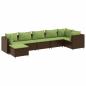 Preview: 7-tlg. Garten-Lounge-Set mit Kissen Braun Poly Rattan