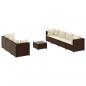 Preview: 8-tlg. Garten-Lounge-Set mit Kissen Braun Poly Rattan