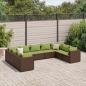 Preview: ARDEBO.de - 9-tlg. Garten-Lounge-Set mit Kissen Braun Poly Rattan