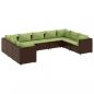 Preview: 9-tlg. Garten-Lounge-Set mit Kissen Braun Poly Rattan