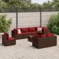 Preview: ARDEBO.de - 9-tlg. Garten-Lounge-Set mit Kissen Braun Poly Rattan