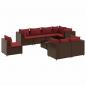 Preview: 9-tlg. Garten-Lounge-Set mit Kissen Braun Poly Rattan