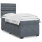 Preview: ARDEBO.de - Boxspringbett mit Matratze Dunkelgrau 90x200 cm Samt