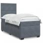 Preview: ARDEBO.de - Boxspringbett mit Matratze Dunkelgrau 100x200 cm Samt