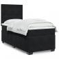 Preview: ARDEBO.de - Boxspringbett mit Matratze Schwarz 100x200 cm Samt