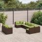 Preview: ARDEBO.de - 9-tlg. Garten-Sofagarnitur mit Kissen Braun Poly Rattan