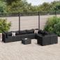 Preview: ARDEBO.de - 10-tlg. Garten-Sofagarnitur mit Kissen Schwarz Poly Rattan