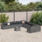 Preview: ARDEBO.de - 11-tlg. Garten-Sofagarnitur mit Kissen Grau Poly Rattan