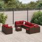 Preview: ARDEBO.de - 10-tlg. Garten-Sofagarnitur mit Kissen Braun Poly Rattan