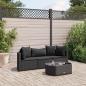 Preview: ARDEBO.de - 4-tlg. Garten-Sofagarnitur mit Kissen Schwarz Poly Rattan