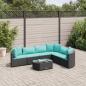 Preview: ARDEBO.de - 7-tlg. Garten-Sofagarnitur mit Kissen Schwarz Poly Rattan