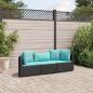 Preview: ARDEBO.de - 3-tlg. Garten-Sofagarnitur mit Kissen Schwarz Poly Rattan