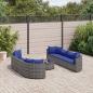 Preview: ARDEBO.de - 9-tlg. Garten-Sofagarnitur mit Kissen Grau Poly Rattan