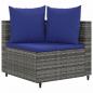 Preview: 9-tlg. Garten-Sofagarnitur mit Kissen Grau Poly Rattan