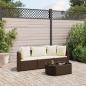 Preview: ARDEBO.de - 4-tlg. Garten-Sofagarnitur mit Kissen Braun Poly Rattan