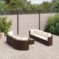 Preview: ARDEBO.de - 9-tlg. Garten-Sofagarnitur mit Kissen Braun Poly Rattan