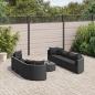 Preview: ARDEBO.de - 9-tlg. Garten-Sofagarnitur mit Kissen Schwarz Poly Rattan