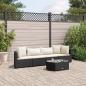 Preview: ARDEBO.de - 5-tlg. Garten-Sofagarnitur mit Kissen Schwarz Poly Rattan