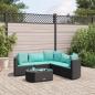 Preview: ARDEBO.de - 6-tlg. Garten-Sofagarnitur mit Kissen Schwarz Poly Rattan