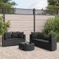 Preview: ARDEBO.de - 6-tlg. Garten-Sofagarnitur mit Kissen Schwarz Poly Rattan