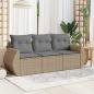 Preview: ARDEBO.de - 3-tlg. Garten-Sofagarnitur mit Kissen Beige Poly Rattan