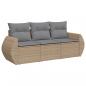 Preview: 3-tlg. Garten-Sofagarnitur mit Kissen Beige Poly Rattan