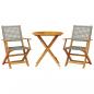 Preview: 3-tlg. Bistro-Set Grau Poly Rattan und Massivholz