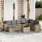 Preview: ARDEBO.de - 9-tlg. Garten-Sofagarnitur mit Kissen Beige Poly Rattan