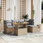 Preview: ARDEBO.de - 6-tlg. Garten-Sofagarnitur mit Kissen Beige Poly Rattan