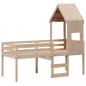 Preview: Hochbett mit Dach 75x190 cm Massivholz Kiefer