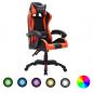 Preview: ARDEBO.de - Gaming-Stuhl mit RGB LED-Leuchten Orange und Schwarz Kunstleder