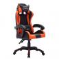 Preview: Gaming-Stuhl mit RGB LED-Leuchten Orange und Schwarz Kunstleder